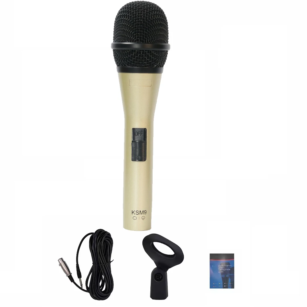 

Classic KSM9 Gold Handheld Cardioid Vocal Microphone Dynamic Metal Stage Performance DJ Karaoke Sing Recording