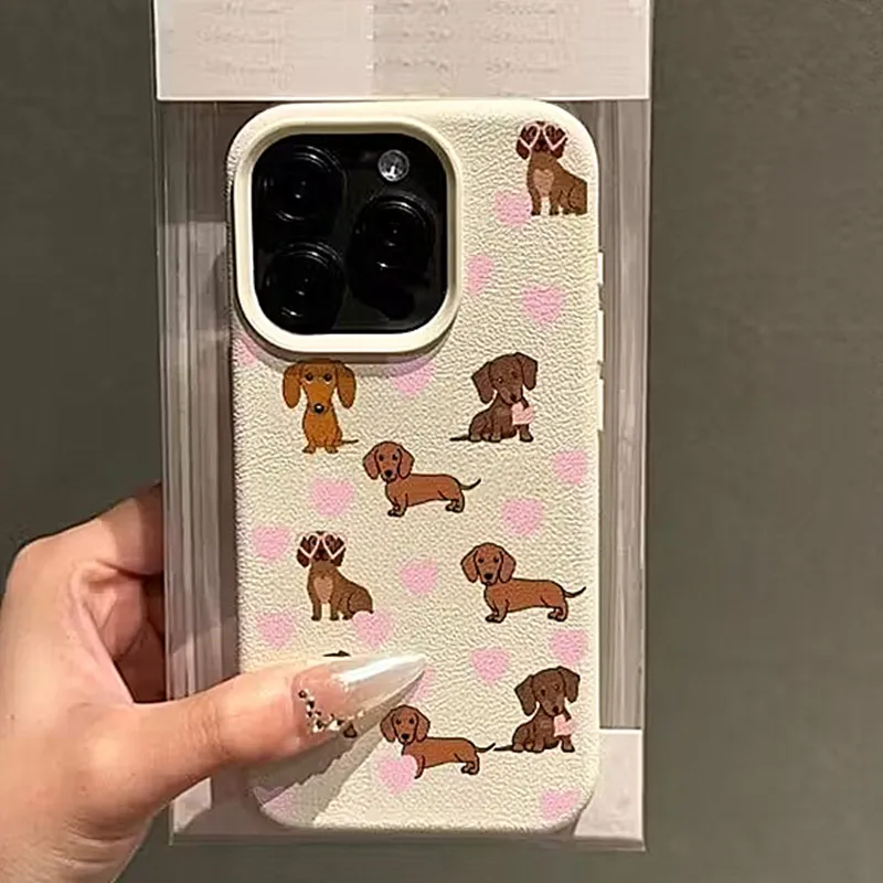 For iPhone 16 Case Dachshund Bear Pattern Soft Phone Cases for iPhone 17 Air 15 16 14 13 12 11 Pro Max XS XR Plus 17 Soft Cover view 4
