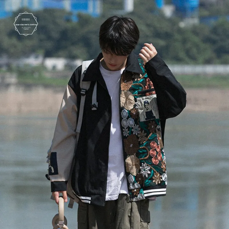 

Baroque Embroidered Patchwork Men's Jaet y Flight Design Sensation Street Sle Top Polyester Fiber Long Sve Loose...