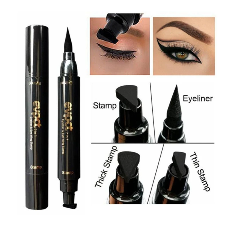 Evpct 2Pcs 2 In 1 Long Lasting Waterproof Double Head Makeup Liquid Eye Liner Pen Eyeliner Liquid Eyeliner