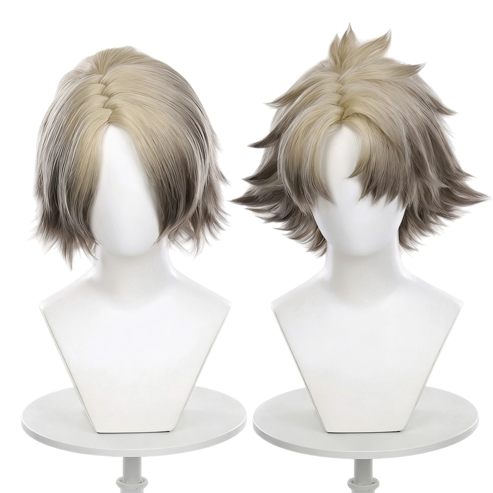 

Парик для косплея AwwCos Rudo, мужской коричневый парик с градиентом, термостойкий, короткий, для Хэллоуина, аниме-вечеринок, аксессуар для костюма