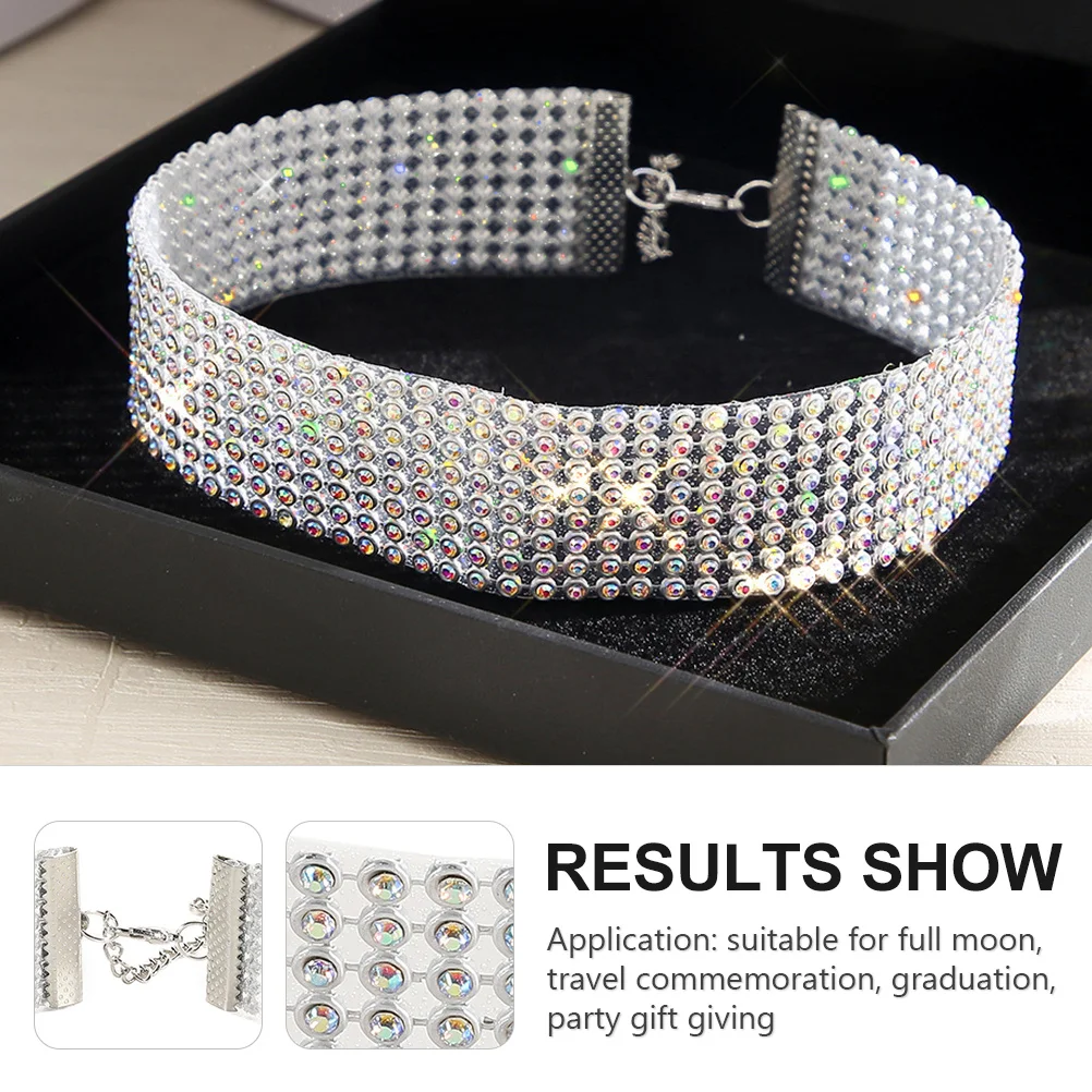 

3Pcs Rhinestones Necklace Clavicle Chain Choker Women Crystal Jewelry Elegant Design Graduation Wedding Anniversary Birthday