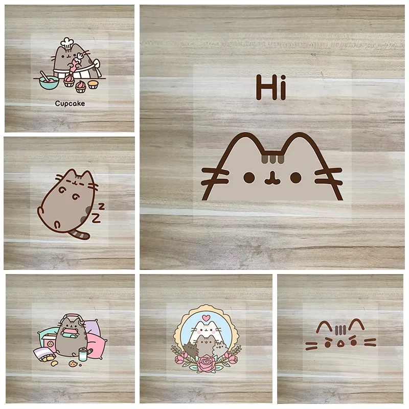 Pusheen Hot Stamping Stickers Printed Graffiti Anime  DIY Clothing Bag Waterproof Memes Kawaii Cartoon Cute Decals Decoration