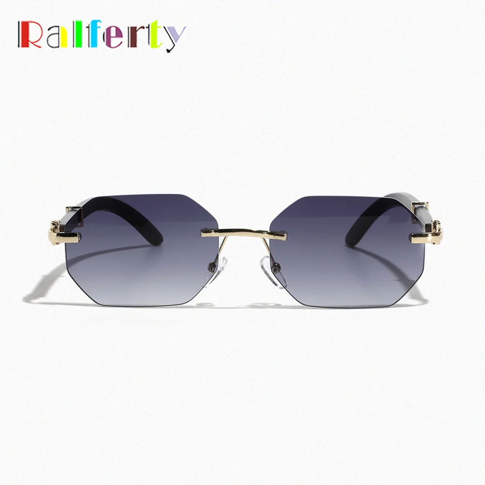 Ralferty Vintage Steampunk Sunglasses Women Retro Hexagon Sun Glasses For Men Outdoor UV400 Eyepieces Rimless Shades Female 2025