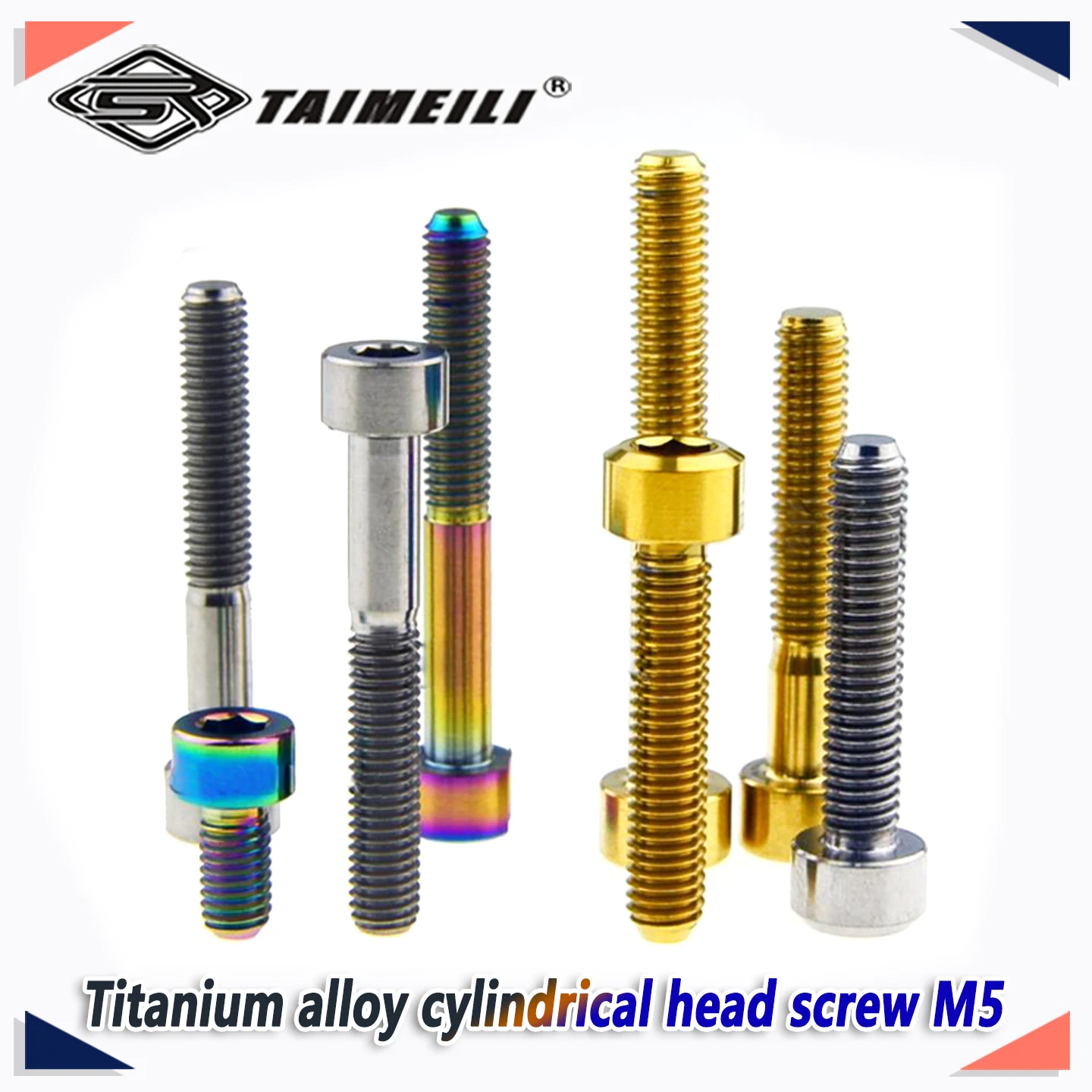 Titanium bolt, cylindrical head type M5X10 / 15/20 / 25/30 / 35 / 40/50mm bicycle replacement screw, bicycle accessory screw