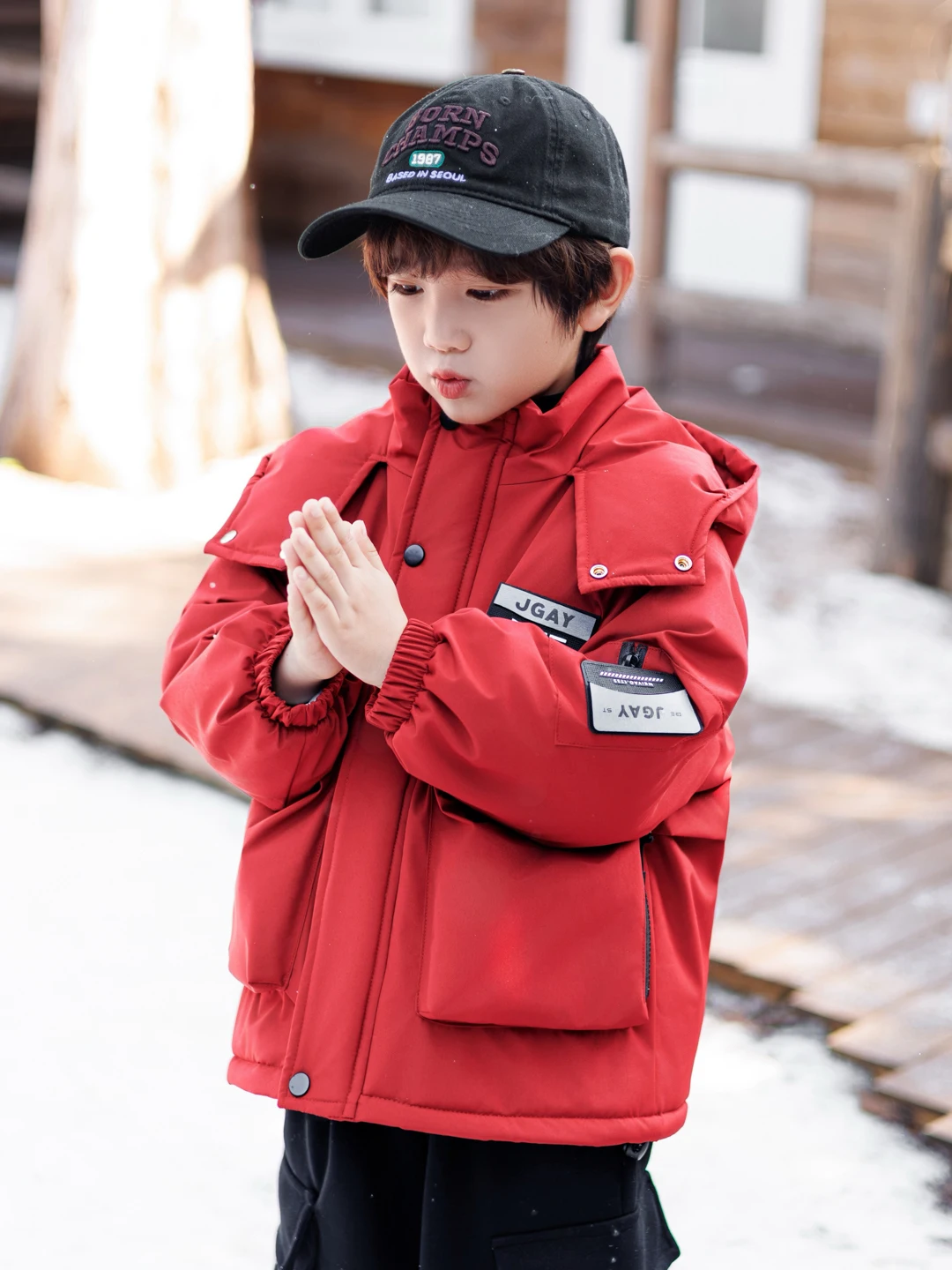 

Утепленная зимняя парка для мальчиков с флисовой подкладкой, хлопковая куртка, новинка 2025 года, теплая хлопковая одежда для малышей, стандартный крой, для домашнего использования