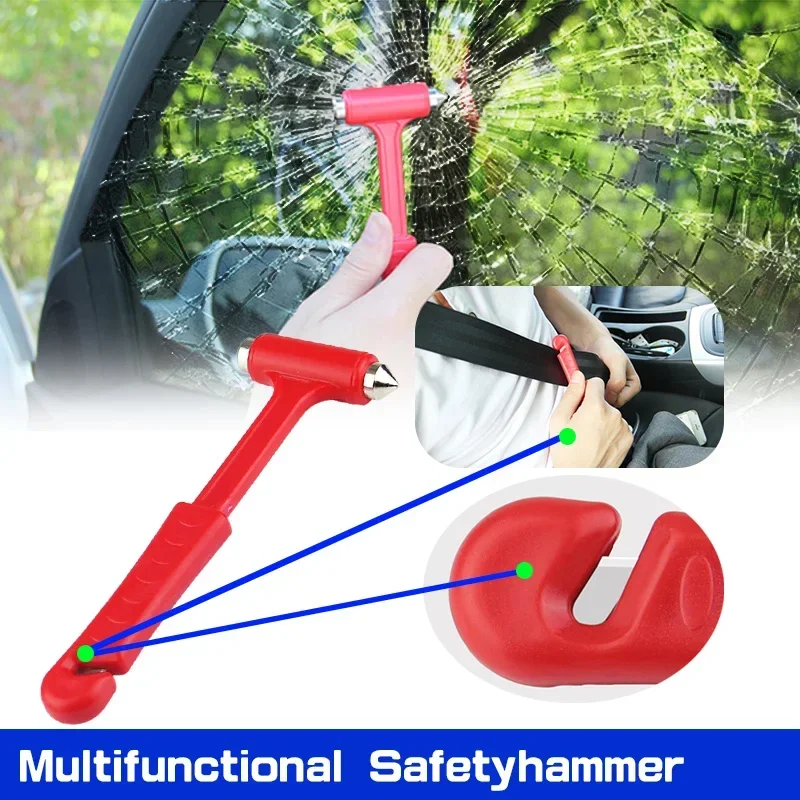 2in1 Car Safety Hammer  Window Breaker Solid Mini Safety Hammer with Seat Belt Cutter Portable Emergent Rescue Escape Tools 1PC