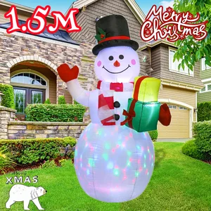 مقطورة عيد الميلاد القابلة للنفخ مع أضواء LED ، نموذج سانتا كلوز ، رجل ثلج ، غزلان ، في الهواء الطلق ، فناء ، ديكورات الحدائق ، بين قوسين ، 1.5 متر ، 5 قدم أعلى 10 مبيعات عيد الميلاد الثلج القطب - No3
