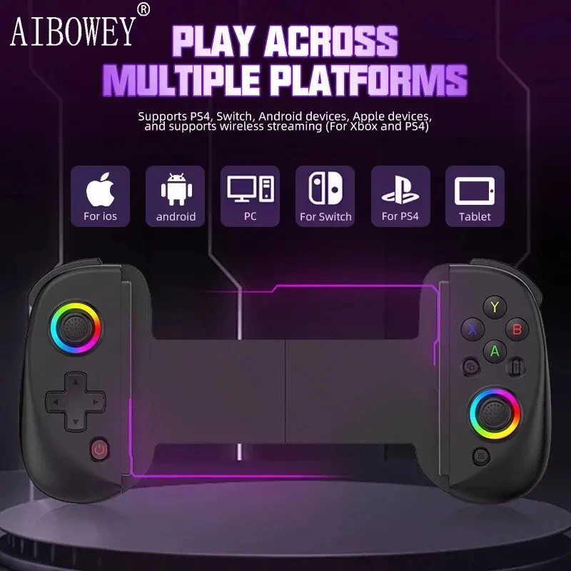 

Aibowey D8 Gaming Dual Hall Flexible RGB Controller Streaming Gamepad for Tablet Android PS4 Switch PC Joystick