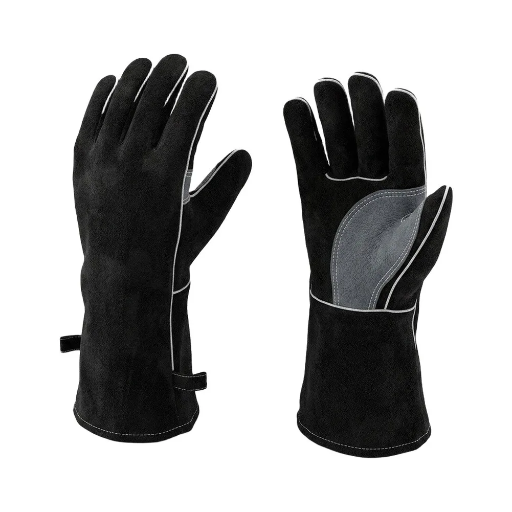 Cowhide Welding Gloves 35cm Long for Thermal and Spark Protection During Welding Metal Fabrication Grinding and Oven Operations