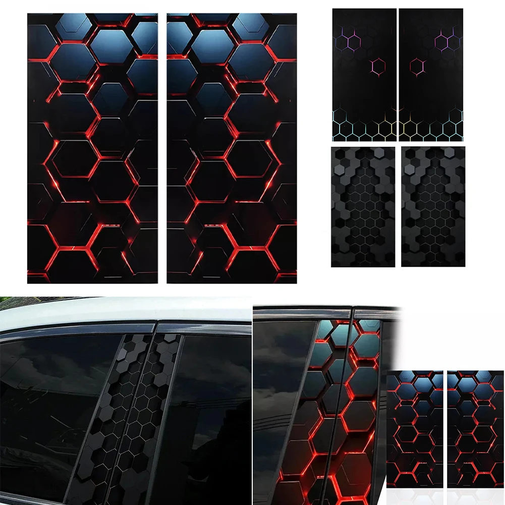 

2Pcs For Honeycomb Car B Pillar Sticker Waterproof Car DIY Modified Car Door Post Decorative Decal Exterior Accessories