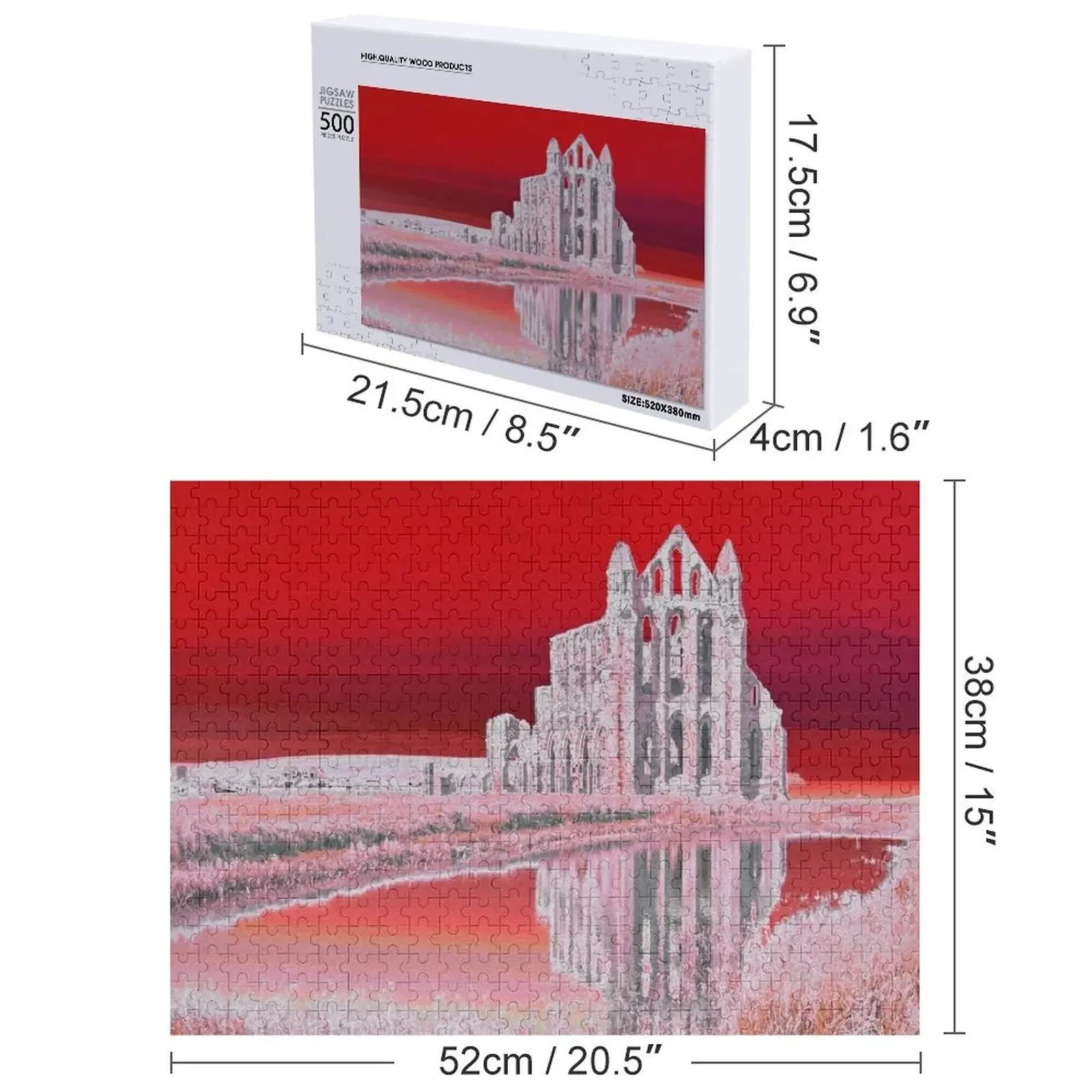 Whitby Abbey (rojo) rompecabezas juguetes de Navidad nombre personalizado juguete para niños rompecabezas personalizado para niños