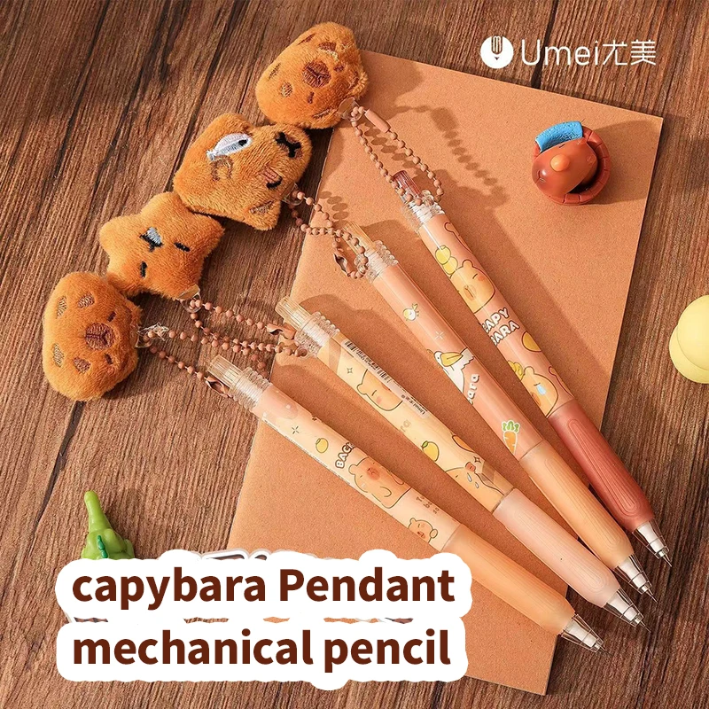 

kawaii stationery supplies back to school useful acsesories drawing cute plush capybara mechanical pencil Aesthetic stationery