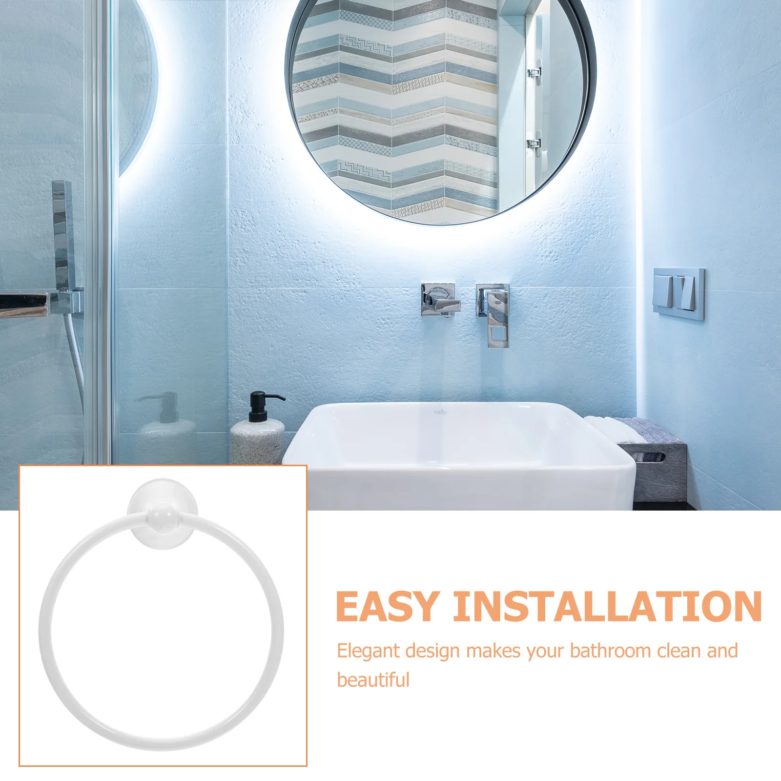 

White Round Towel Ring Brass Material Bathroom Brushed Old Rack Elegant Design Home Hotel School Decor