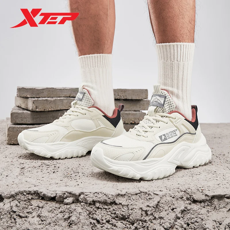 Xtep Walking Shoes Men Comfortable Breathable Mesh Causal Sports Shoes Trekking Outdoor Cushioning Male Sneakers 977319170012