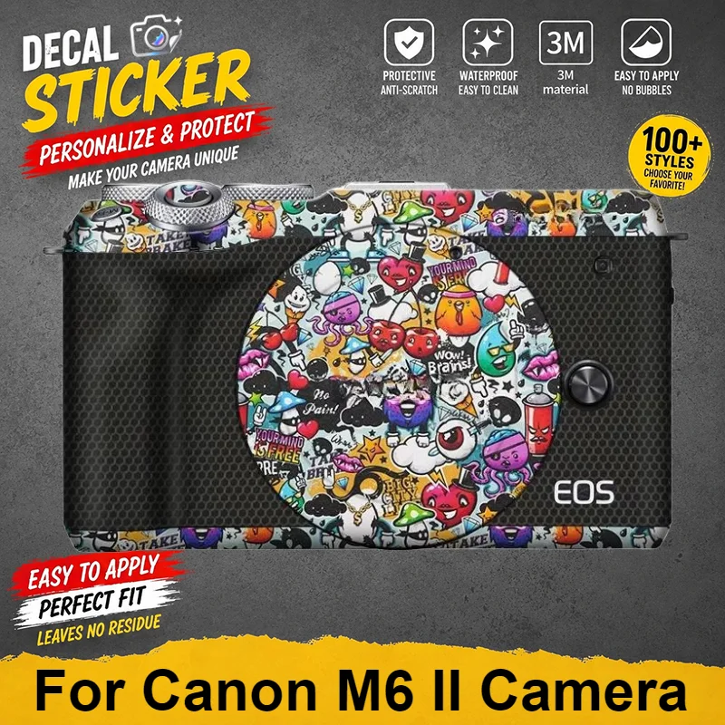 For Canon M6 II Camera Skin Sticker Premium Vinyl Wrap Stylish Protective Decal Anti-Scratch Cover M6M2 MarkII Color blocking
