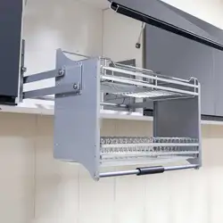 Cabinet Hanging Cabinet Lifting Basket, Pull-Down Kitchen Storage Rack Cabinet Basket  Damping Buffer Elevator