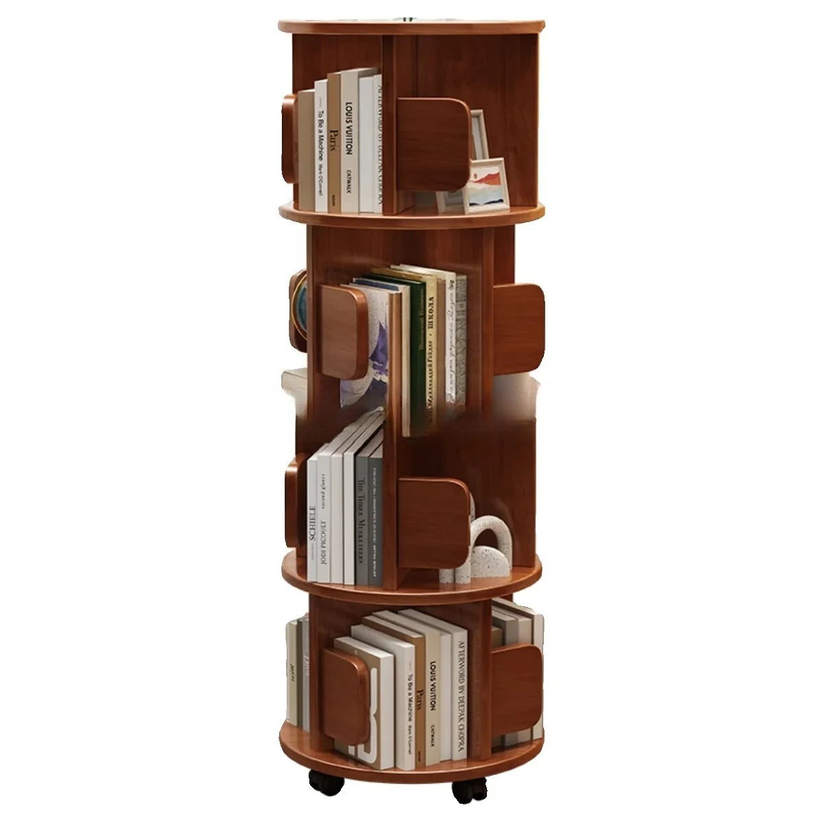 new modern household solid wood rotatable mobile bookshelf floor storage household simple bookshelf