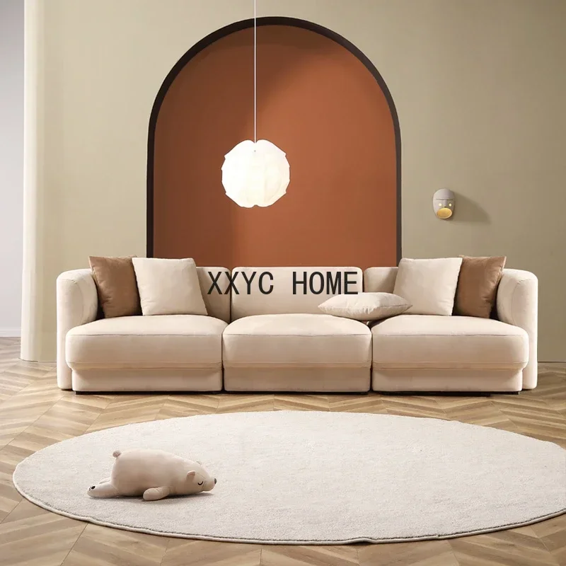 

Nordic Modern Minimalist Italian Minimalist Technology Flannel Disposable Suede Cream Vintage Sofa