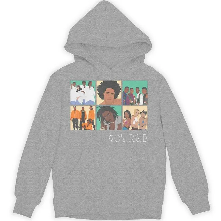 90s R & B مطبوعة القطن الرجال هوديي جديد عارضة أزياء الشارع فضفاض الراحة عالية الجودة هوديي للجنسين الخريف والشتاء