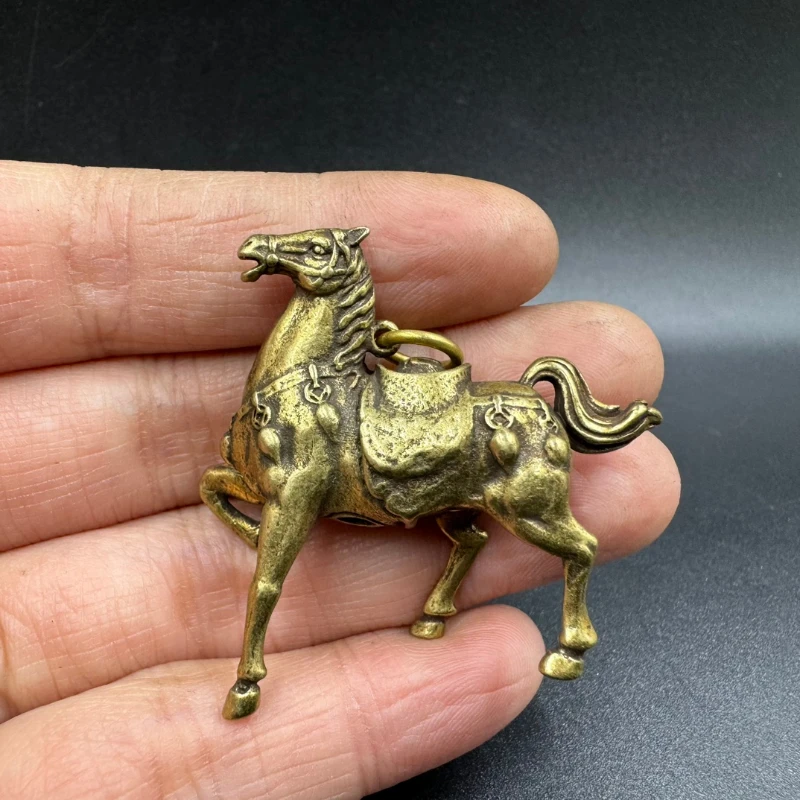 

Little Fairy/ Pure Brass Antique Copper Lucky Horse Creative Home Decoration Office Car Decoration Keychain Pendant Crafts Gift