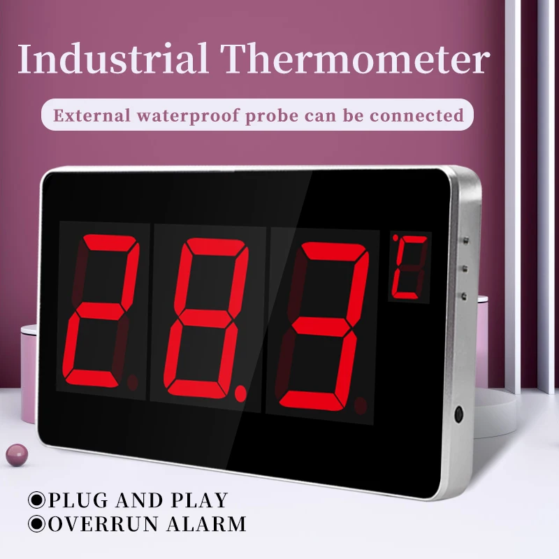 LX923 Thermometer Tools Digital Thermomter With Probe LED Large Screen Standing and Wall Hanging Industrial Humidity Meter