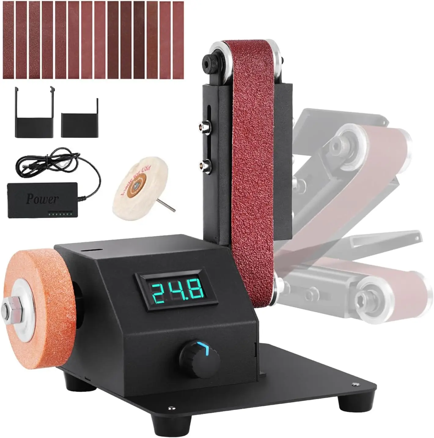 

Mini Electric Belt Sander with 10 Replacement Sanding Belts, DIY Polishing Grinding Machine for Wood Metal Multi-Material Sandin