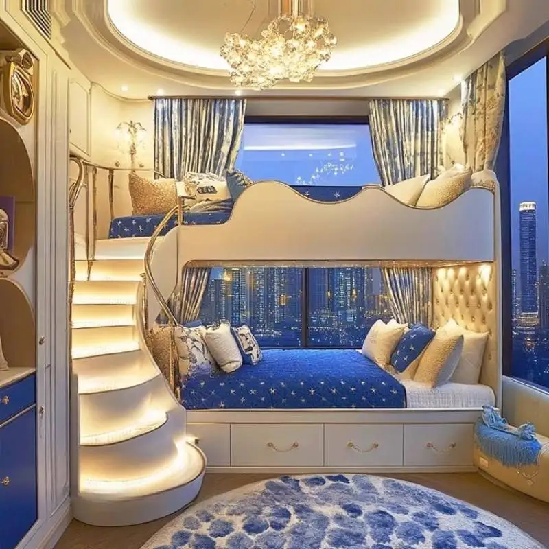 سرير أطفال خشبي ذو طابقين أمان Luxuce تصميم مخصص سرير أطفال طراز حديث كاماس فردي أثاث منزلي