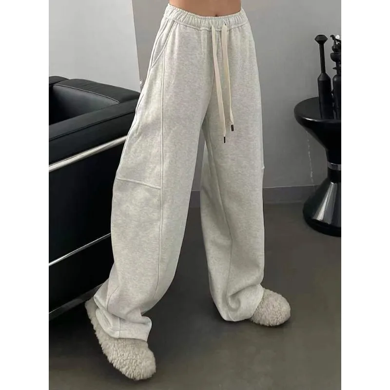 ديبتاون خمر الأساسية المتضخم النساء Sweatpants عالية الخصر السراويل الرياضية واسعة الساق فضفاض عداء ببطء السراويل الموضة الكورية عادية