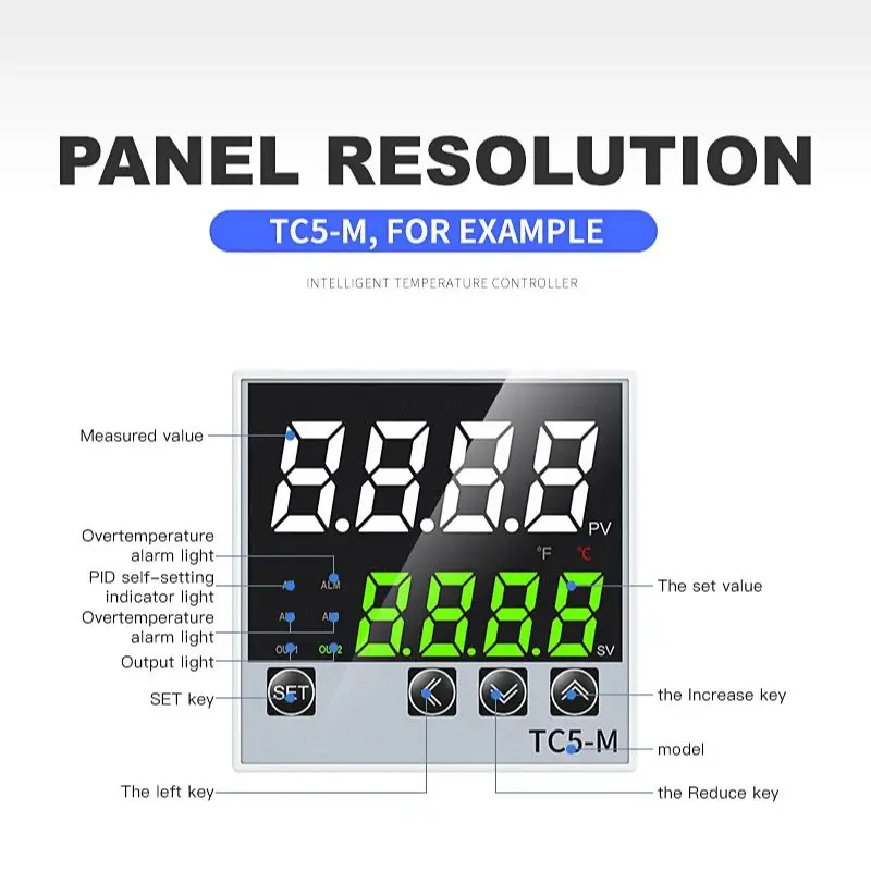 Temperature Controller Thermoregulator 220VAC TC5 Series RTD TC Input SSR Relay Dual Output PID Temp Control Thermostat 0-1300℃