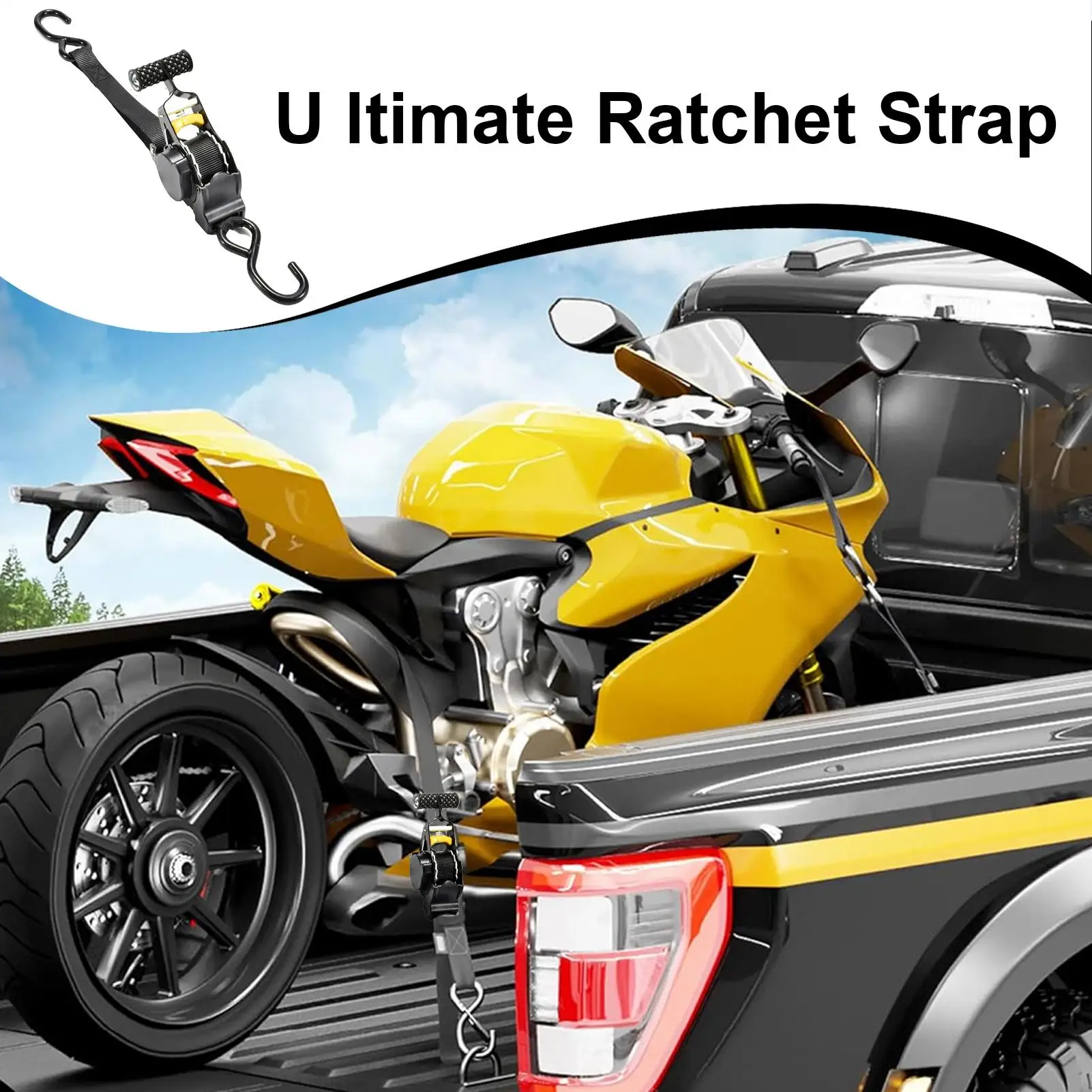 

Retractable Ratchet Tie-Down Straps Bed Mounted Ratchet Straps With Plate Heavy Duty Automotive Webbing Supplies For Motorcycles