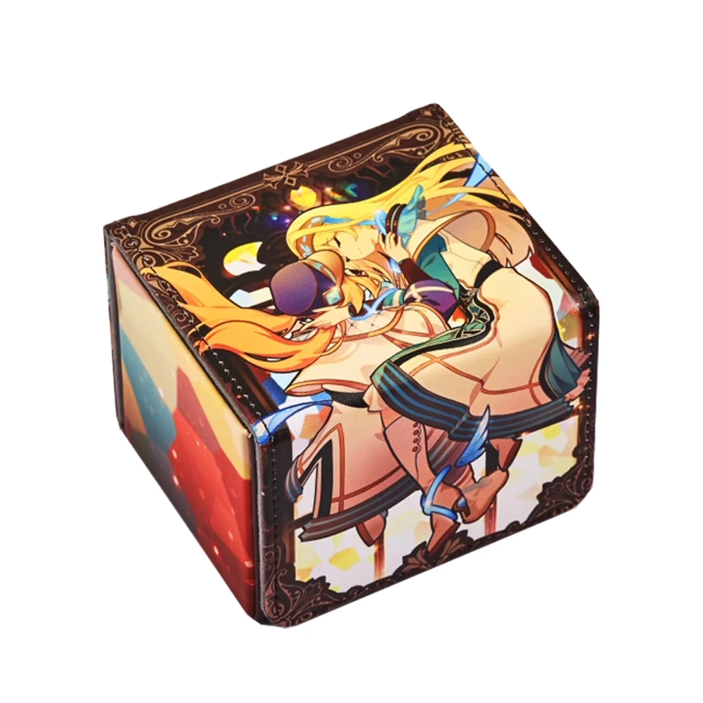 Diy Yu-Gi-Oh! Deck Box Anime Exosister Elis Stella OCG Kartenaufbewahrungsbox Leder Flip Deck Case
