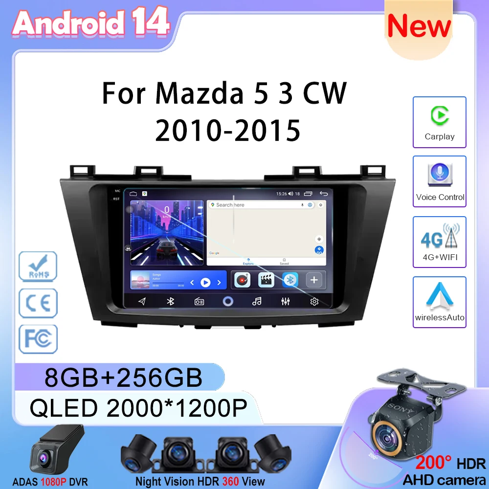 

Android 14 для Mazda 5 3 CW 2010-2015 плеер радио Android Auto Carplay сенсорный экран головное устройство мультимедийная GPS-навигация 5G Wi-Fi