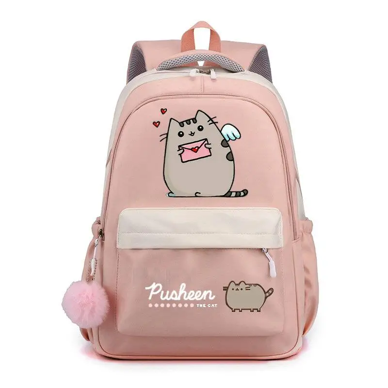 Mochila con diseño de gato gordo para estudiantes, morral escolar de gran capacidad, suave, Simple, para ordenador portátil