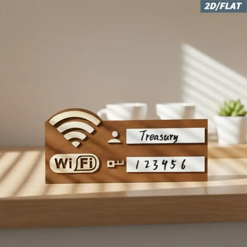 2D Wooden WiFi Password Display Sign With Erasable Board And Rustic Look Perfect For Home Office Cafe Guesthouse Rental Spaces