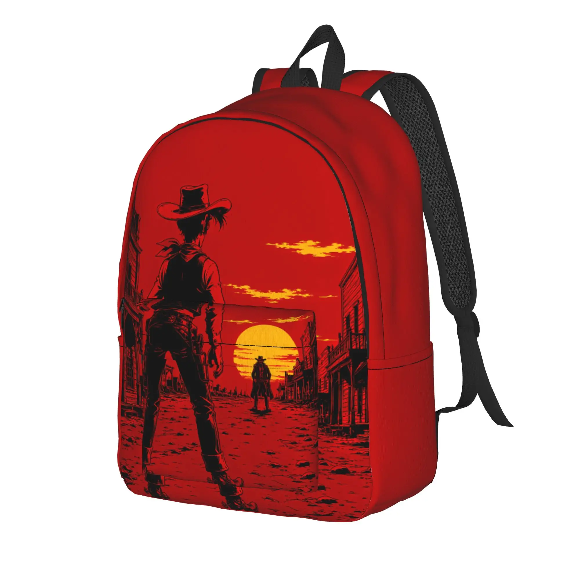 Retro Lucky Luke Comic Cover Backpack  Teen Polyester Travel Backpacks Pattern Novelty High School Bags Rucksack