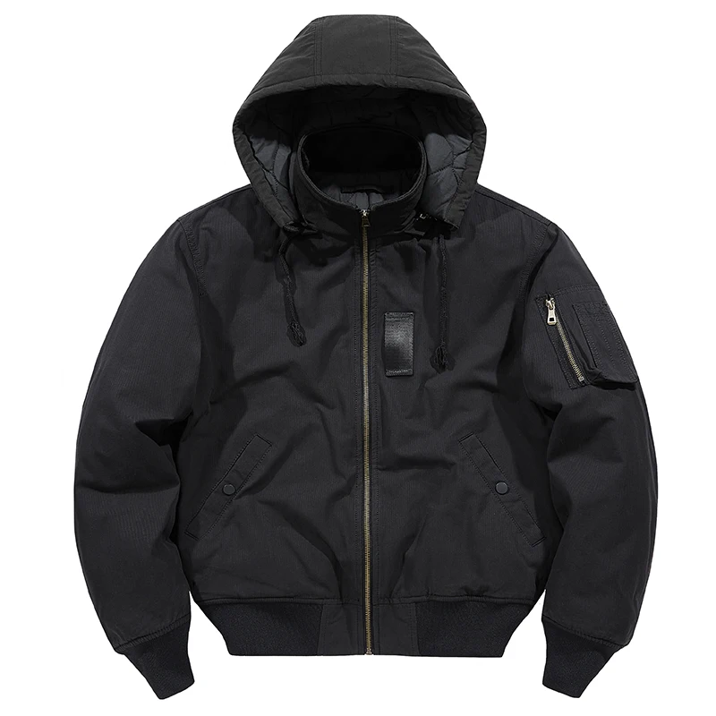 Men Cotton Coat Winter Casual Thick Hooded Outdoor Windproof Male Bomber Jackets Workwear