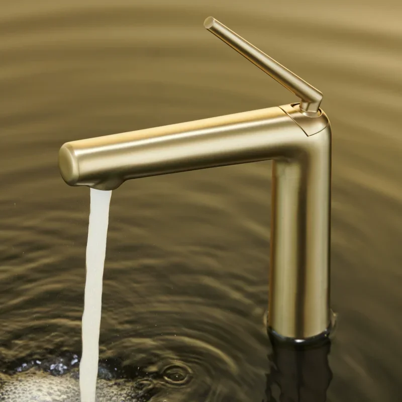 

Basin Faucets Brush Gold Bathroom Mixer Tap Brass Washbasin Faucet Hot and Cold Elegant Crane For Bathroom