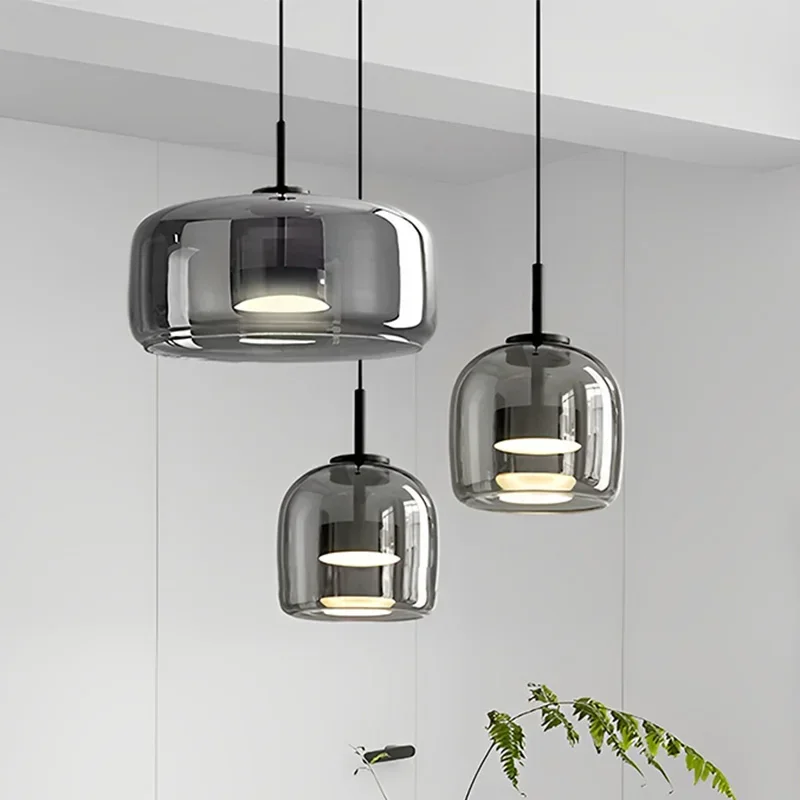 Vidro moderno LED Pendant Light, Suspensão nórdica, Lustre de sala de jantar, Restaurante, Cozinha, Quarto, Abajur suspenso