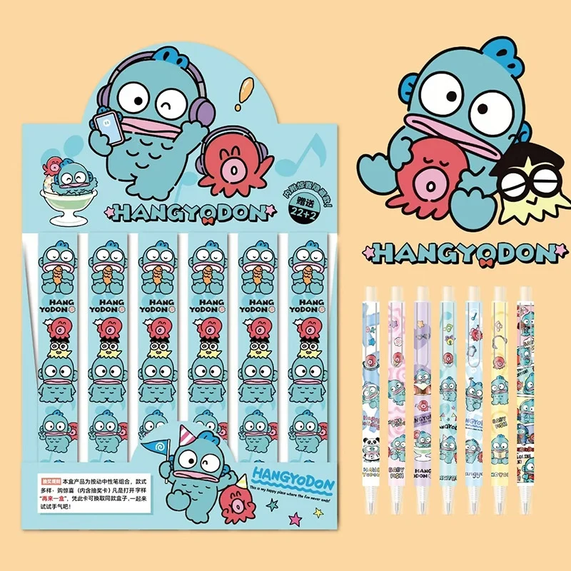 

24pcs/lot Kawaii Sanrio Hangyodon Press Gel Pen Cute 0.5mm Black Ink Signature Pens Promotional Gift School Supplies