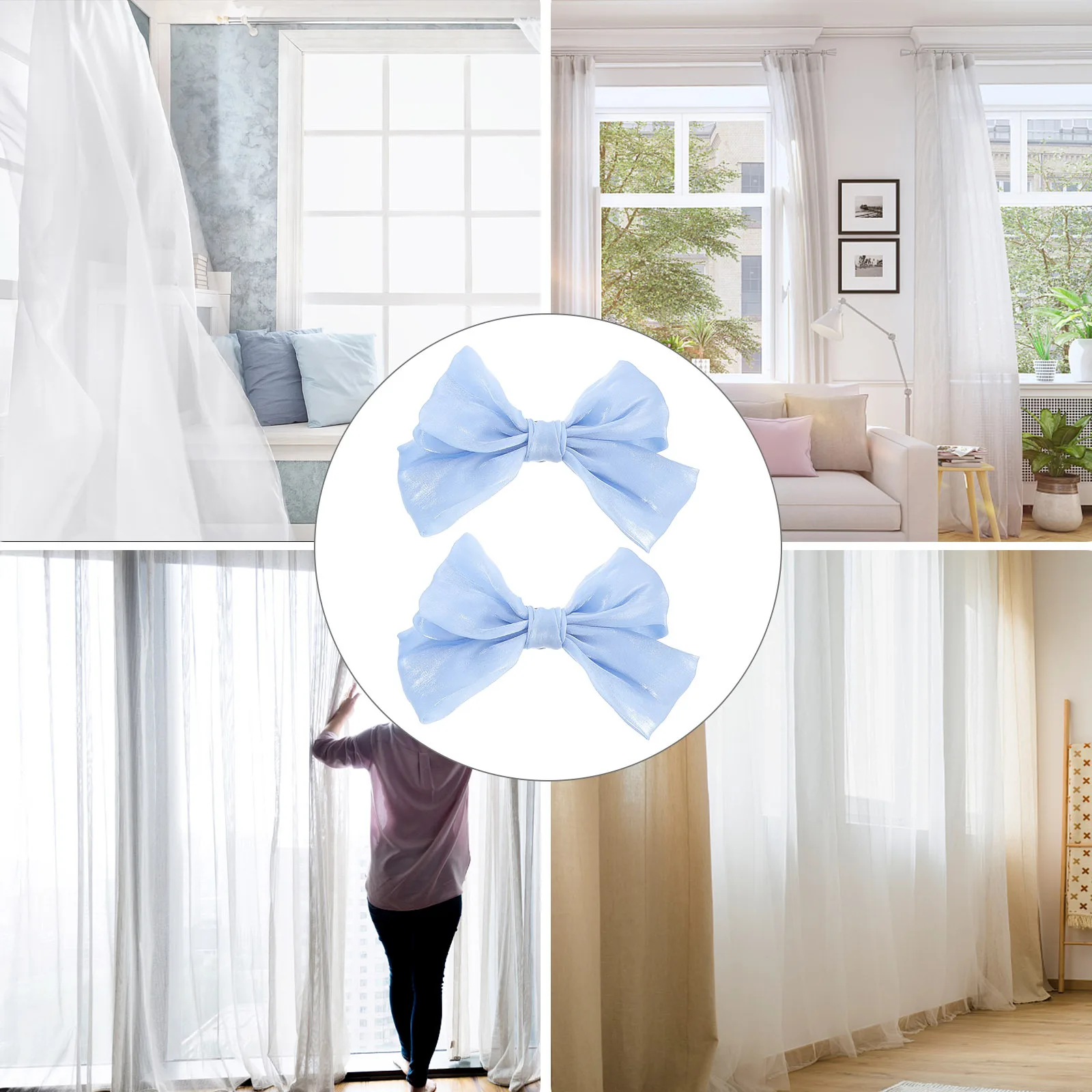 

2pcs Bow Curtain Tieback Buckles Chic Clip For Living Room Bedroom Hotel Office Decor Drape Holder Window Curtain