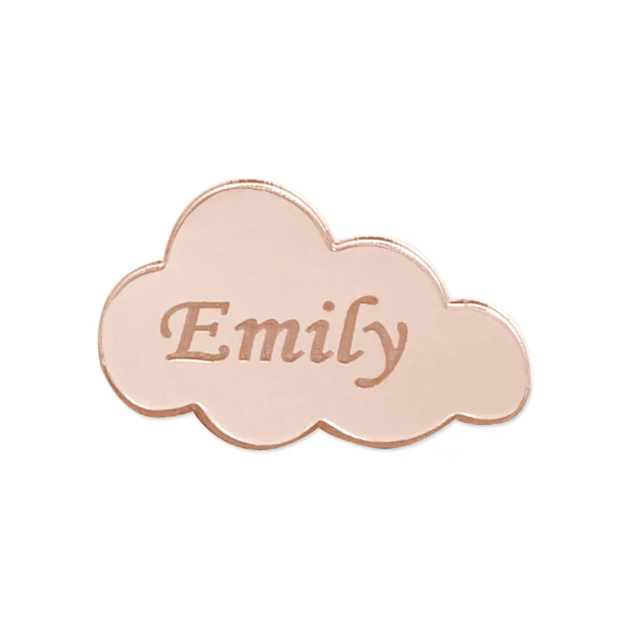 Personalisierter Wolken-Namens-Acrylspiegel-Aufkleber, Individuelles Babyparty-Namensschild, Gold-Spiegel Partydekoration 3cm 5cm