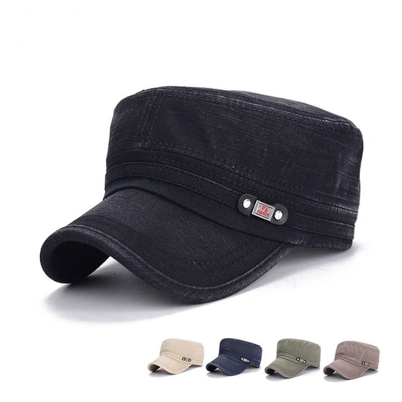 

1PC 2023 New Men Vintage Denim Baseball Cap Cotton Cadet Hat Breathable Flat Adjustable Cap Spring Summer Sun Cap