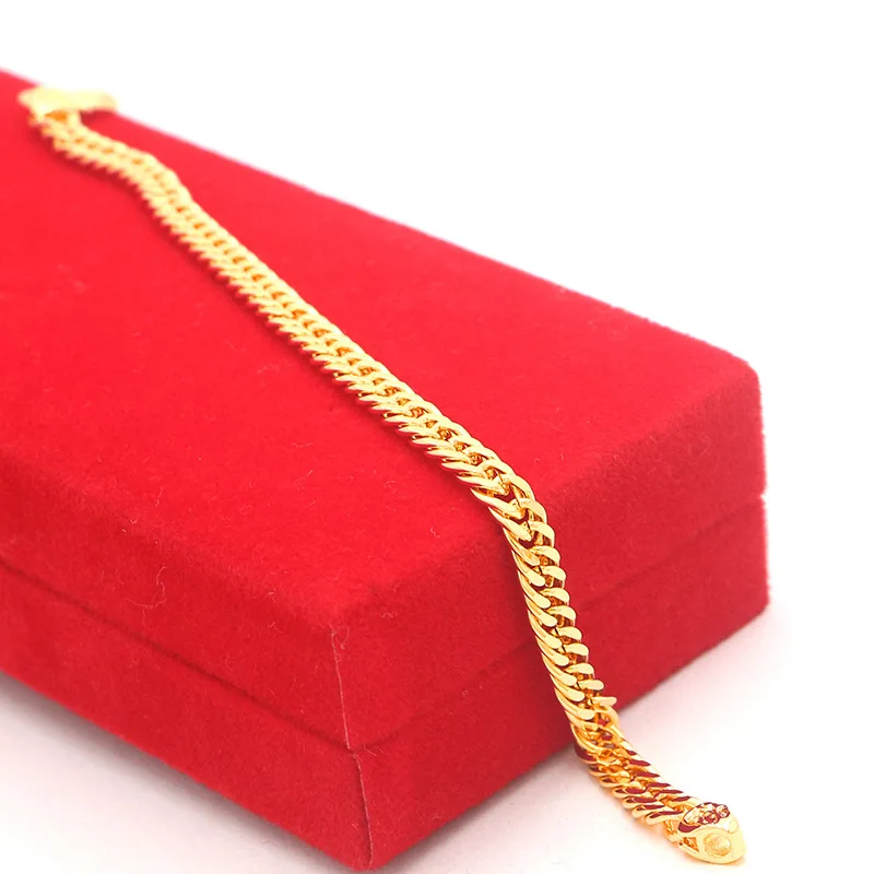 Luxury 24K 9999 Pure Gold real gold Women's Wide 5mm Buckle Horse Whip Boss Bracelet - Image 3