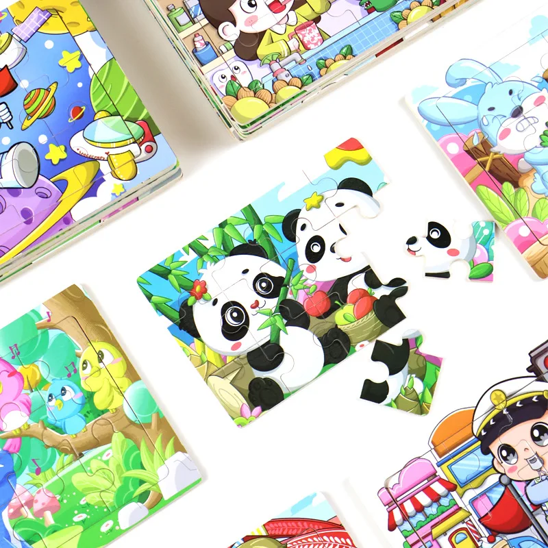 ปริศนาไม้ 12 ชิ้น, การ์ตูนไดโนเสาร์สัตว์สำหรับเด็ก, ปริศนาเครื่องบินไม้, ของเล่นเสริมพัฒนาการเด็กเล็ก