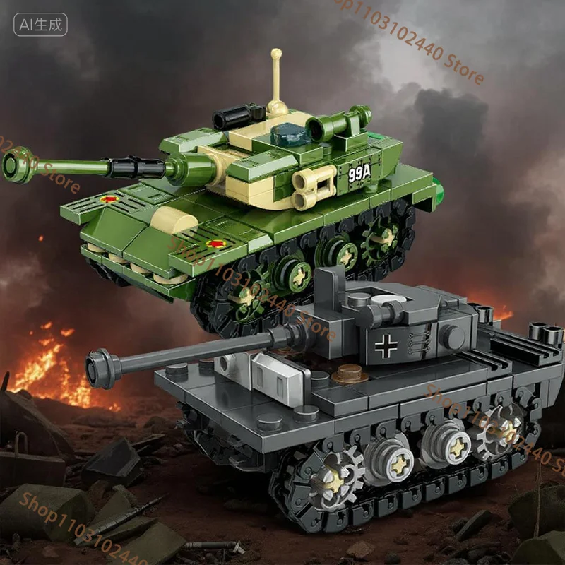 

Строительные блоки King Tiger Heavy Tank времен Второй мировой войны — комплект военной модели «сделай сам» с фигурками солдат, развивающая игрушка в подарок для детей