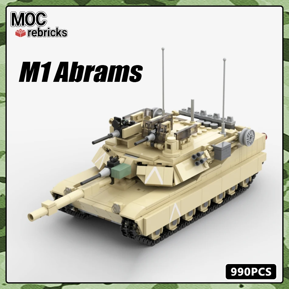 

WW II MOC Set Building Block US Gulf War M1 Abrams Armored Tank Vehicle Military Series Weapons Model Bricks Toys Kids Gifts