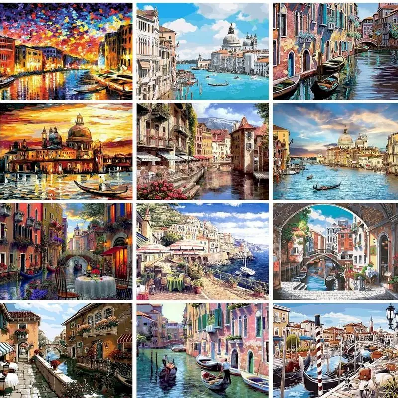 

GATYZTORY Oil Painting By Numbers Venice Scenery Kits Drawing Canvas HandPainted Gift Pictures City Landscape Home Decor