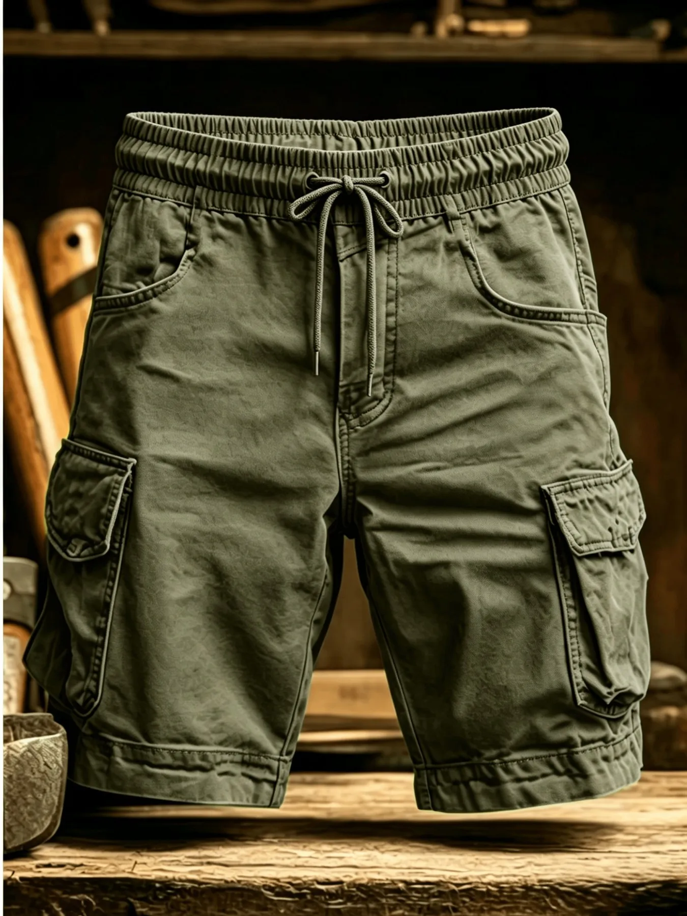 2026 Neue Herren Cargo Knielange Shorts aus Baumwolle Übergröße Gerade Passform Outdoor Sport Freizeit Bermuda Gym Laufshorts