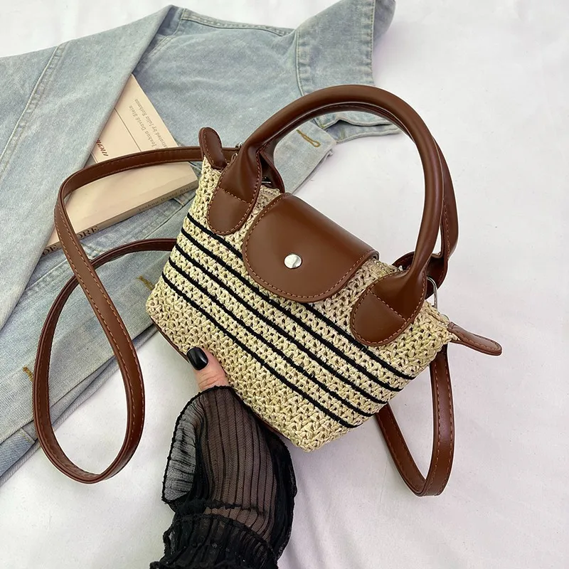 

Винтажная тканая сумка подмышки для женщин 2025 года, регулируемая сумка через плечо с верхней ручкой, сумка для работы и выходных